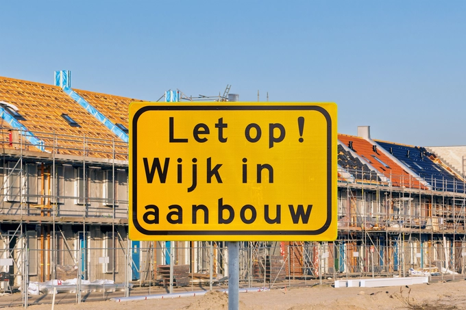 bord wijk in aanbouw